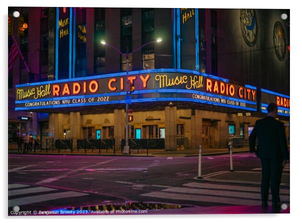 Radio City Music Hall Acrylic by Benjamin Brewty