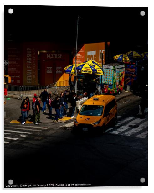 Harsh light Times Square  Acrylic by Benjamin Brewty