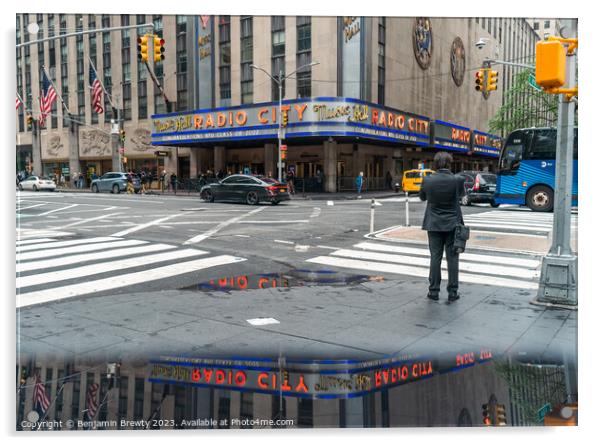 Radio City Music Hall Reflection Acrylic by Benjamin Brewty