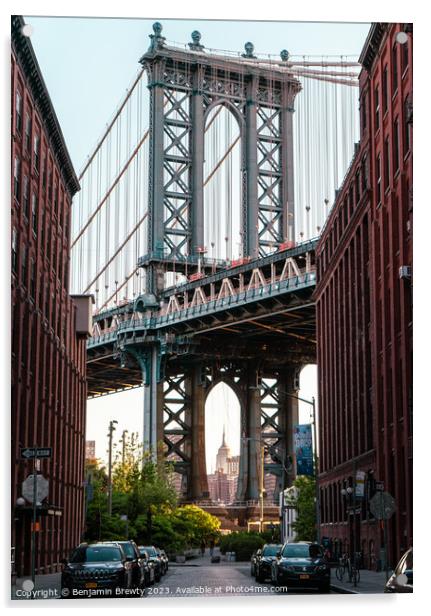 Manhattan Bridge Acrylic by Benjamin Brewty