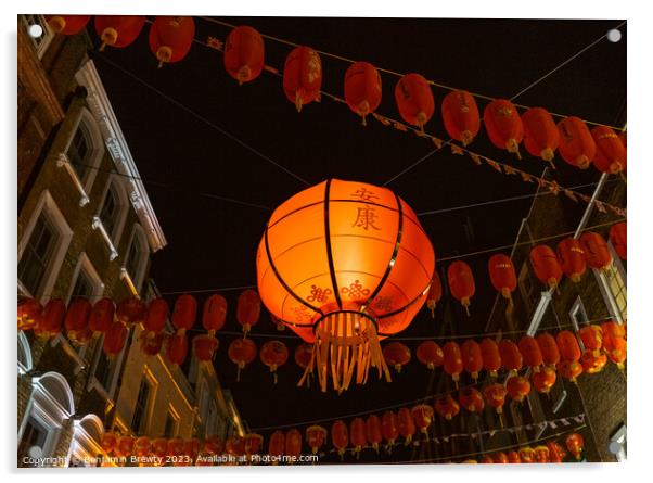 Chinatown Lantern  Acrylic by Benjamin Brewty