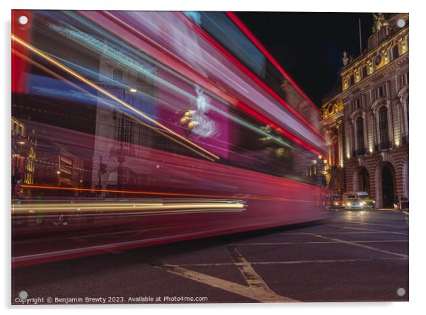 Piccadilly Circus Long Exposure  Acrylic by Benjamin Brewty