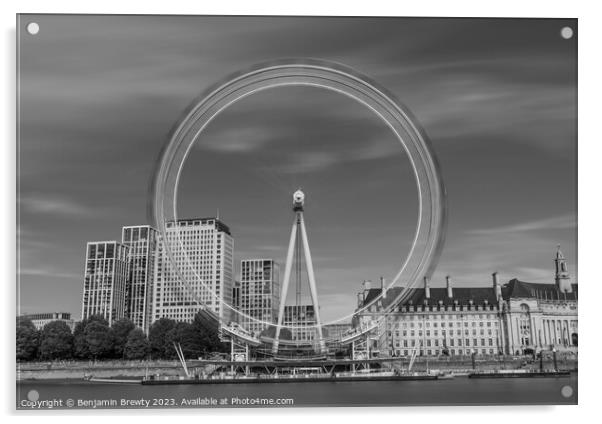 London Eye Long Exposure  Acrylic by Benjamin Brewty