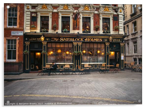 Sherlock Holmes Pub Acrylic by Benjamin Brewty