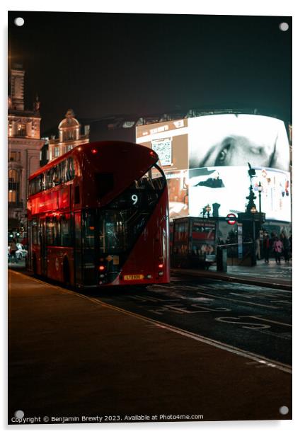 Red London Bus Acrylic by Benjamin Brewty
