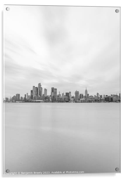 Manhattan Skyline Long Exposure  Acrylic by Benjamin Brewty