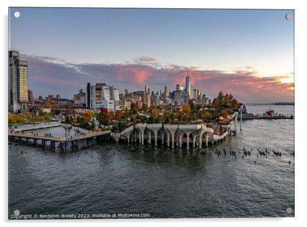 Lower Manhattan Sunset Acrylic by Benjamin Brewty