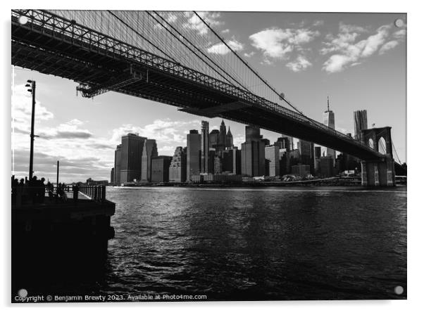 Black & White Manhattan Skyline Acrylic by Benjamin Brewty