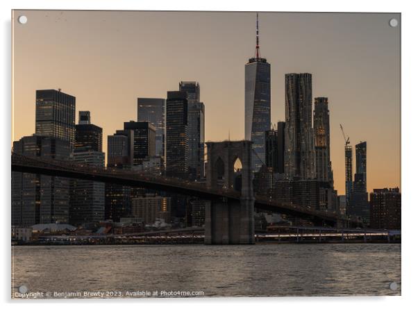 Manhattan Sunet Acrylic by Benjamin Brewty
