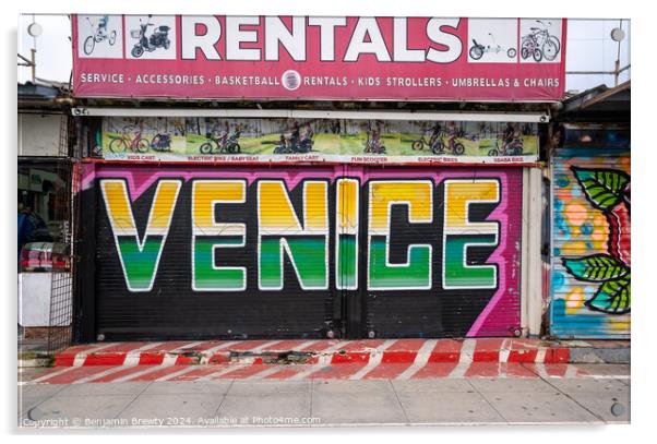 Venice Sign  Acrylic by Benjamin Brewty
