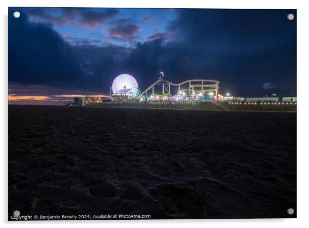 Santa Monica Pier Long Exposure Acrylic by Benjamin Brewty