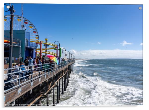 Santa Monica Pier  Acrylic by Benjamin Brewty