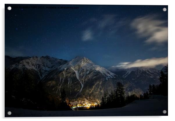 Alps under starry sky Acrylic by Balázs Tóth
