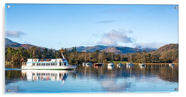 Lake Windermere Miss Westmoreland with sailing boats and fells in the background Acrylic by Julian Carnell
