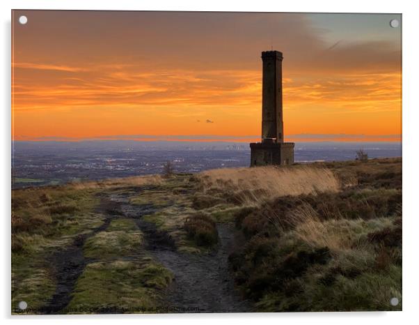 Sunset at Peel Tower, Holcombe Moor Acrylic by Gemma De Cet