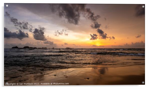 Sunset sky over Hikkaduwa Acrylic by Ian Mortlock