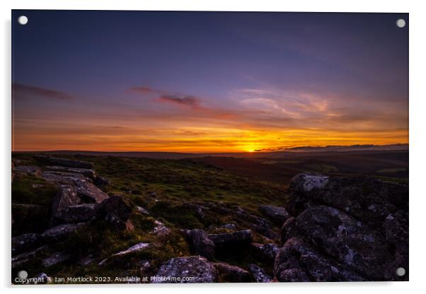 Sunset over Corndon Tor Acrylic by Ian Mortlock