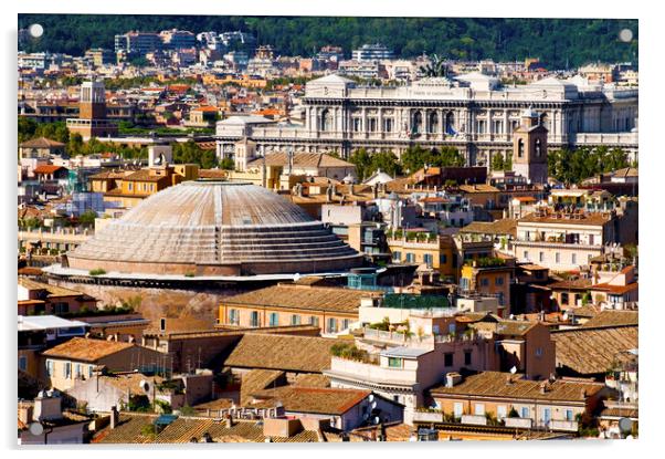 View of Rome's rooftops taken from the Vittoriano's panoramic vi Acrylic by Fabrizio Troiani