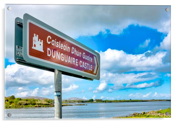 Sign to Dunguaire Castle, Acrylic by Fabrizio Troiani