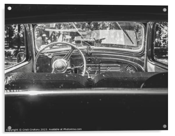 Dashboard interior of a vintage Citroen Traction Avant Acrylic by Cristi Croitoru