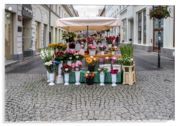 Warsaw Flower Seller Acrylic by Steve Smith