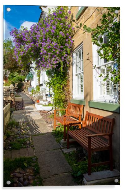 Flowers At Robin Hoods Bay Acrylic by Steve Smith