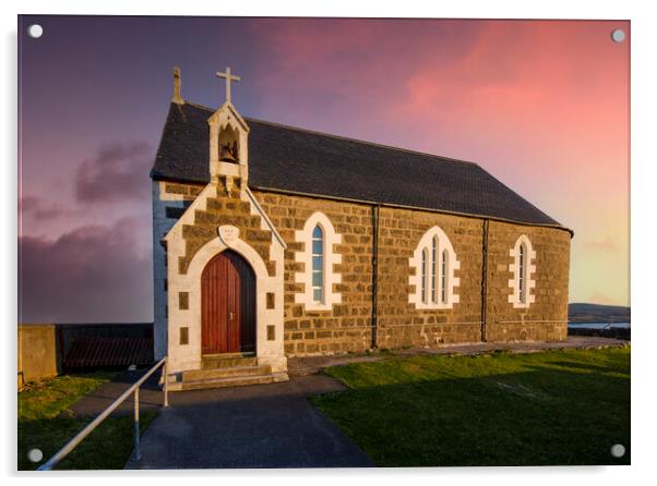 Heavenly Eriskay Church Acrylic by Steve Smith