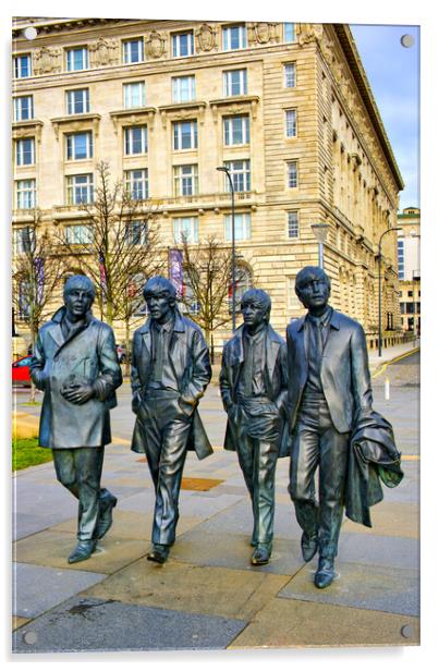 The Beatles Pier Head Liverpool Acrylic by Steve Smith