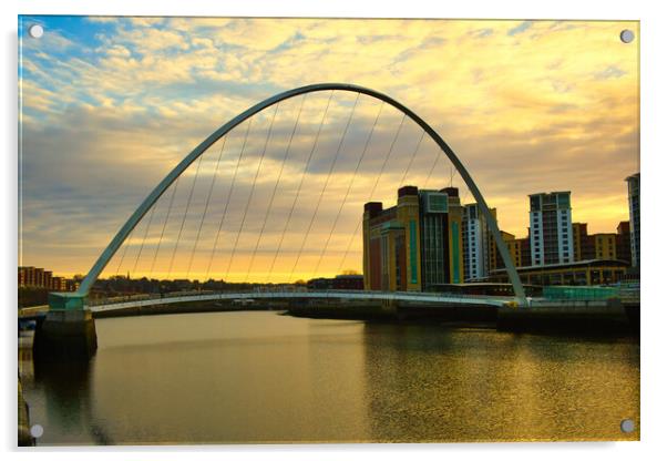 Millennium Bridge Gateshead Sunrise Acrylic by Steve Smith