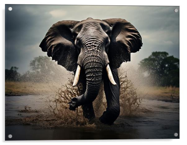 Bull Elephant Acrylic by Steve Smith