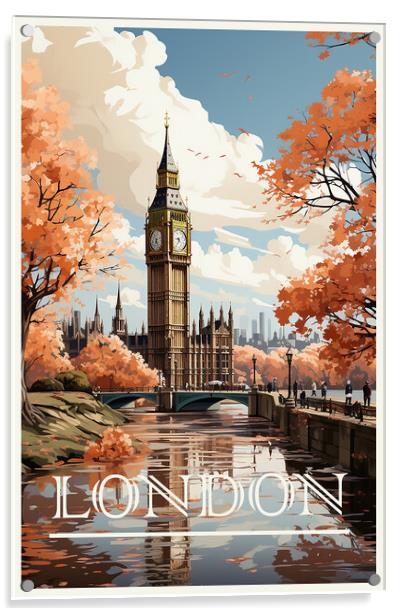 London Travel Poster Acrylic by Steve Smith