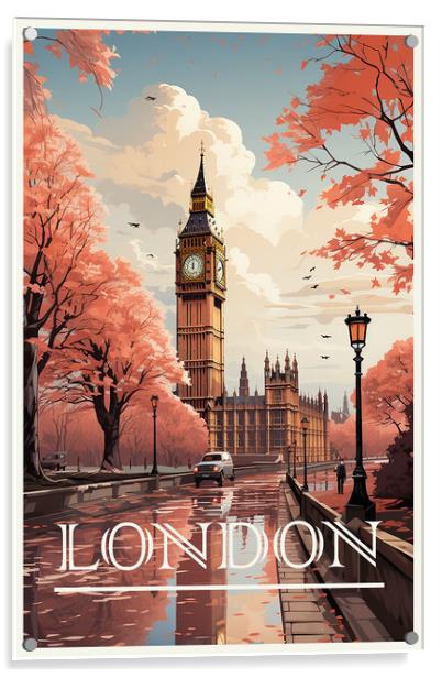 London Travel Poster Acrylic by Steve Smith