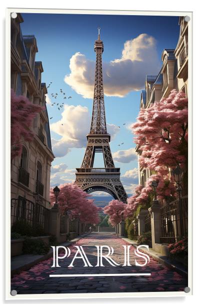 Paris Travel Poster Acrylic by Steve Smith