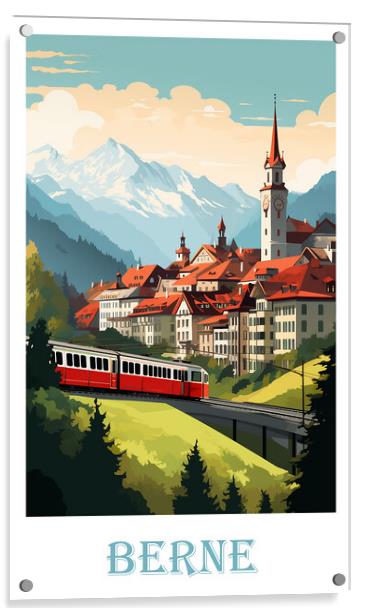 Berne Travel Poster Acrylic by Steve Smith
