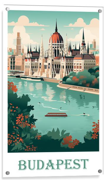Budapest Travel Poster Acrylic by Steve Smith