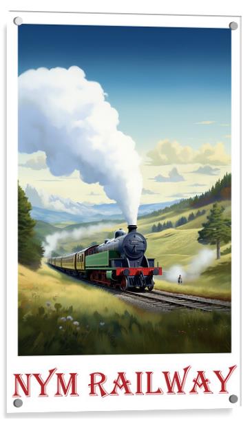 North York Moors Railway Travel Poster Acrylic by Steve Smith