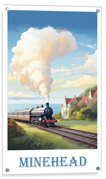 Minehead Railway Somerset Travel Poster Acrylic by Steve Smith