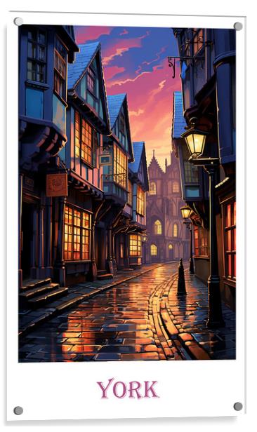 York Travel Poster Acrylic by Steve Smith