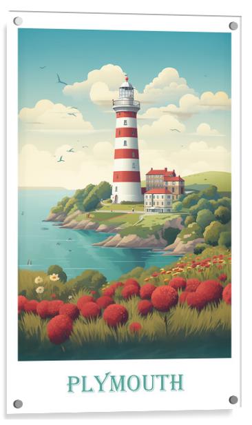Plymouth Travel Poster Acrylic by Steve Smith