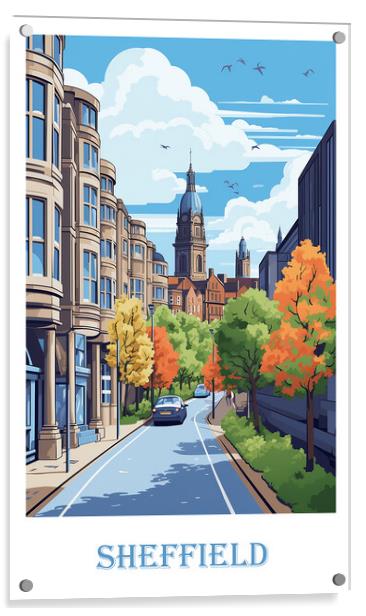 Sheffield Travel Poster Acrylic by Steve Smith