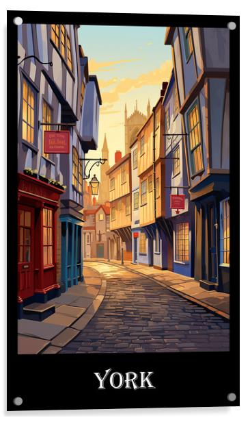 York Travel Poster Acrylic by Steve Smith