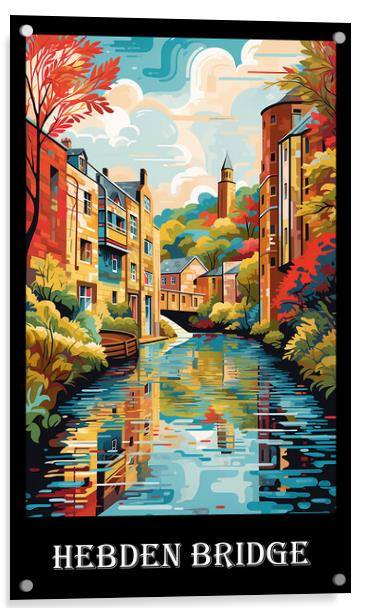 Hebden Bridge Travel Poster Acrylic by Steve Smith