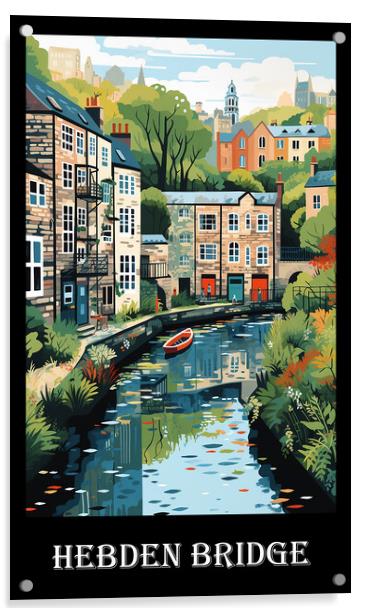 Hebden Bridge Travel Poster Acrylic by Steve Smith