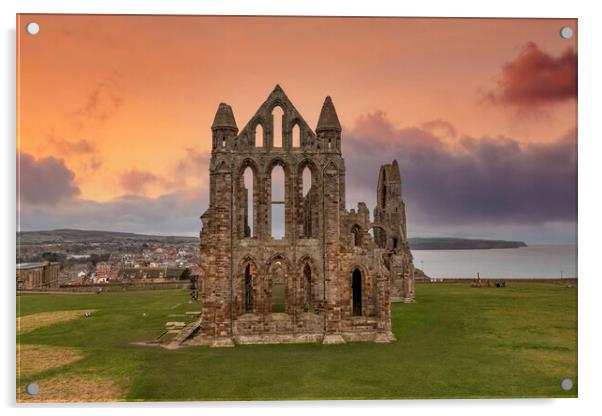 Whitby Abbey Sunrise Acrylic by Steve Smith