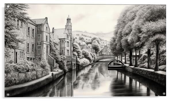 Hebden Bridge Drawing Acrylic by Steve Smith