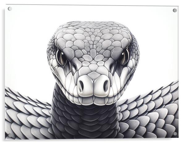 Black Mamba Snake Drawing Acrylic by Steve Smith