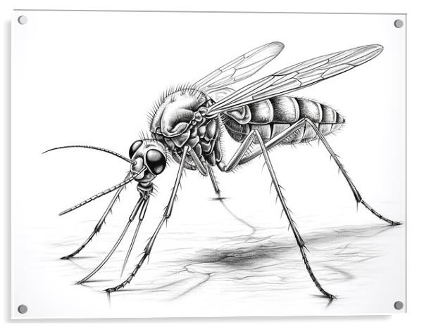 Mosquito Drawing Acrylic by Steve Smith