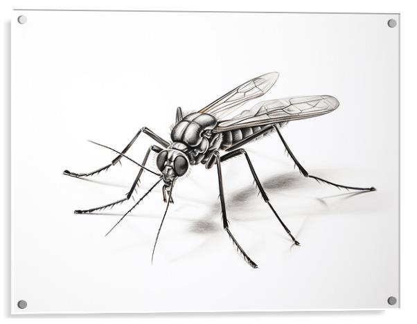 Mosquito Drawing Acrylic by Steve Smith
