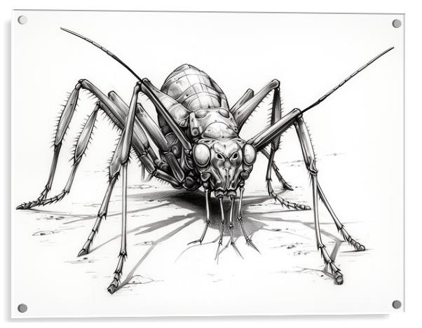 Assassin Bug Drawing Acrylic by Steve Smith