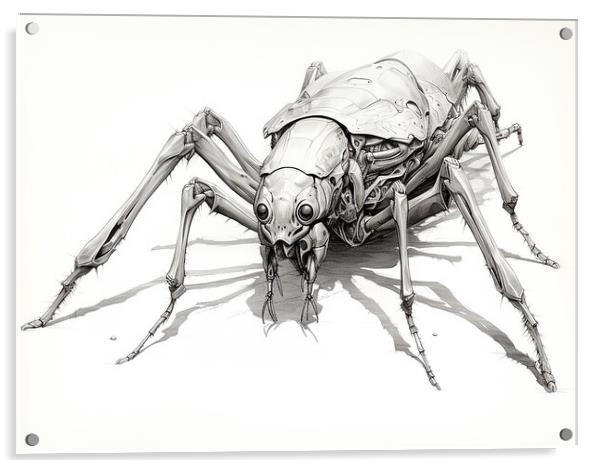 Assassin Bug Drawing Acrylic by Steve Smith